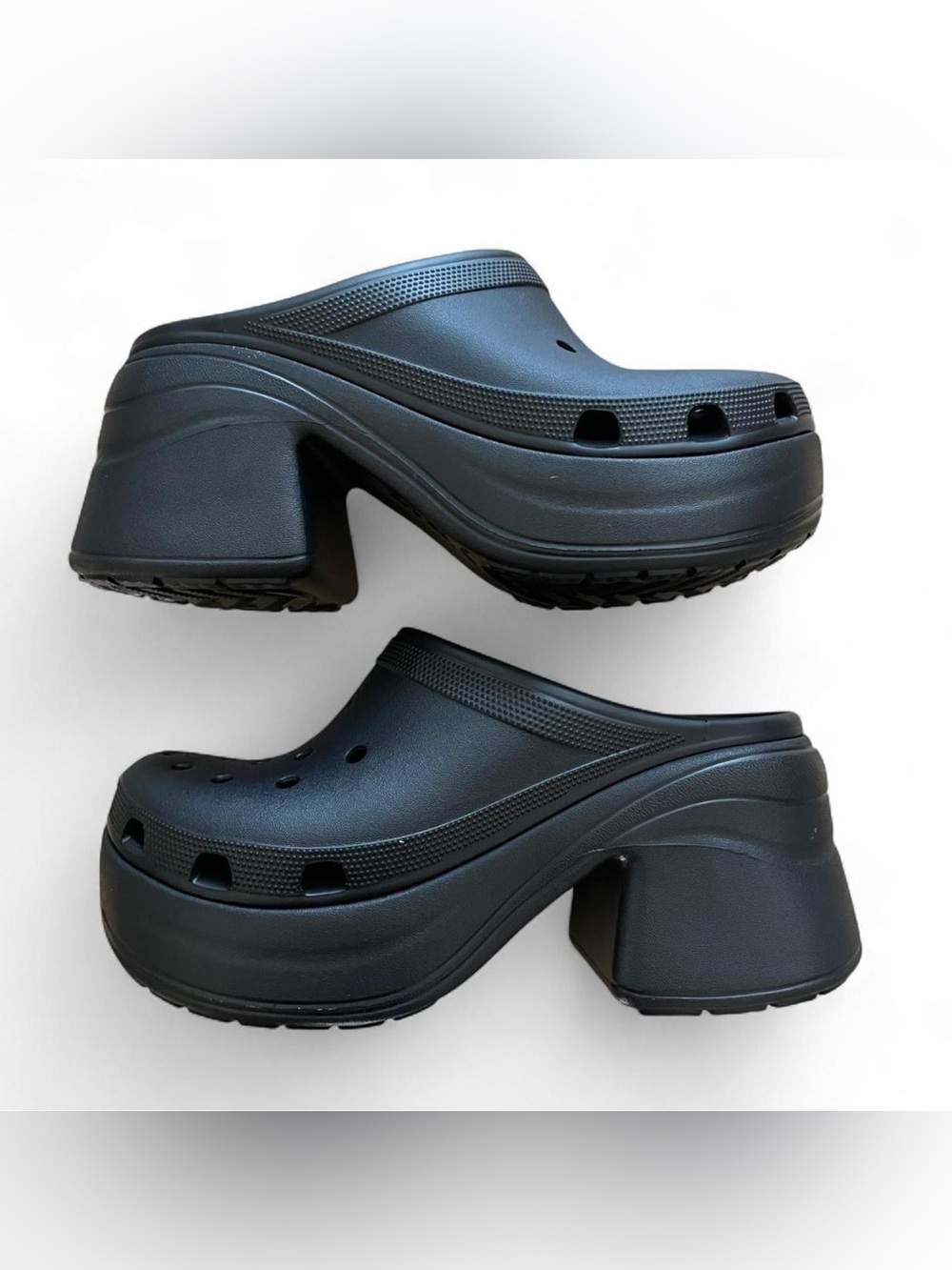 NWT CROCS Black Platform Siren Clog Heels